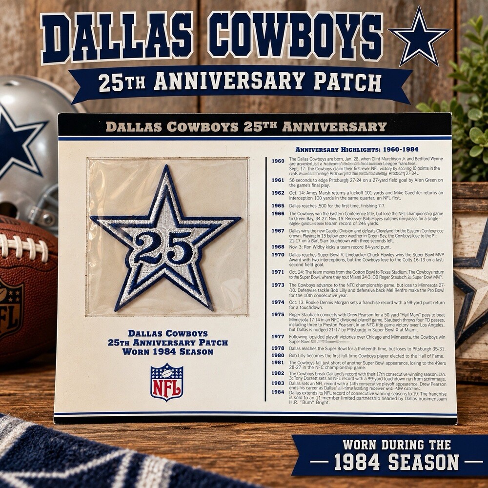 Dallas Cowboys 25th Anniversary 1984 Patch Willabee Ward NFL Vintage Card
